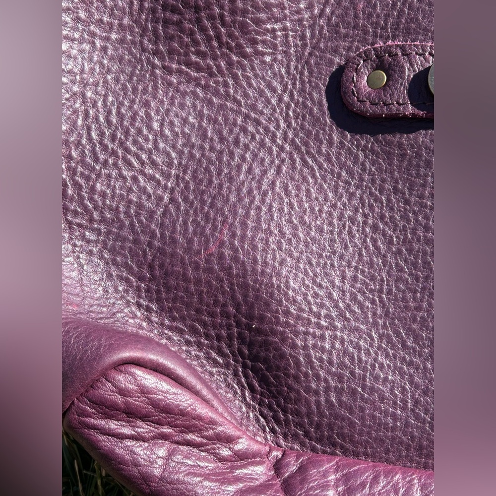 Portland Leather Goods Bucket Drawstring Backpack Plum Pebbled Leather - Picture 12 of 16